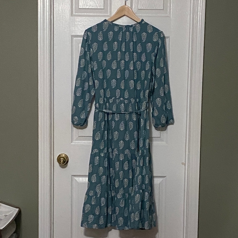 Lucky Brand Green Long Sleeve Dress with Leaf Pattern - Picture 4 of 7